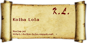 Kolba Lola névjegykártya